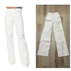 NEW Juicy Couture White Denim Wide Leg Cuff High Rise Flare Jeans Size 24